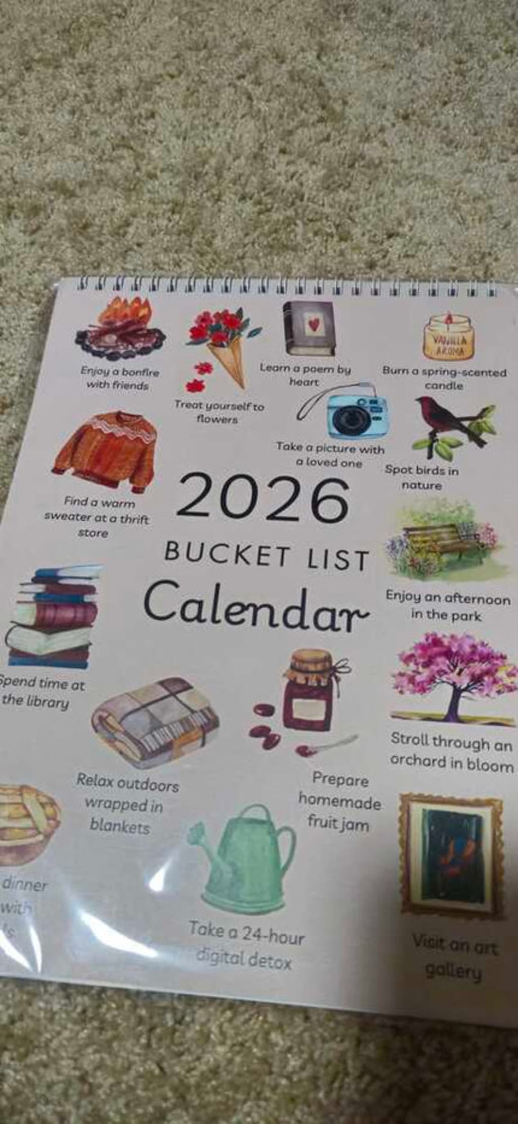 2026 Bucket List Spiral Calendar